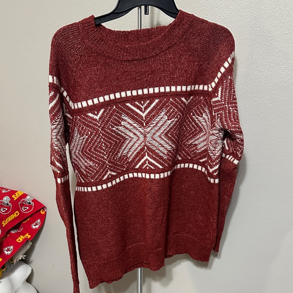 Maurices Burgundy Snowflake Sweater